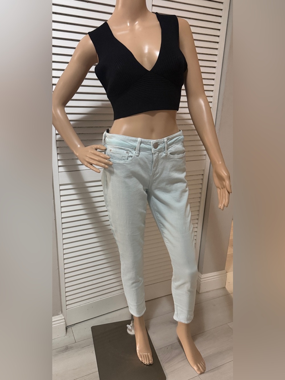 Vince Dylan Skinny Jeans Light Mint Green Stretch Denim Size 28